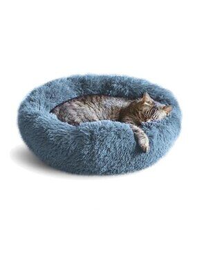 Calming Donut Dog Bed Plush Round Pet Bed Washable Anti Anxiety Cat Puppy Bed